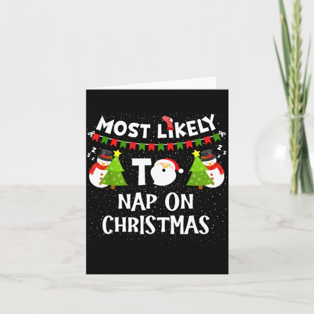Cartão Most Likely To Nap On Christmas Funny Family Match (Frente)