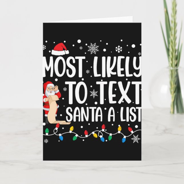 Cartão Most Likely To Text Santa A List Family Matching C (Frente)