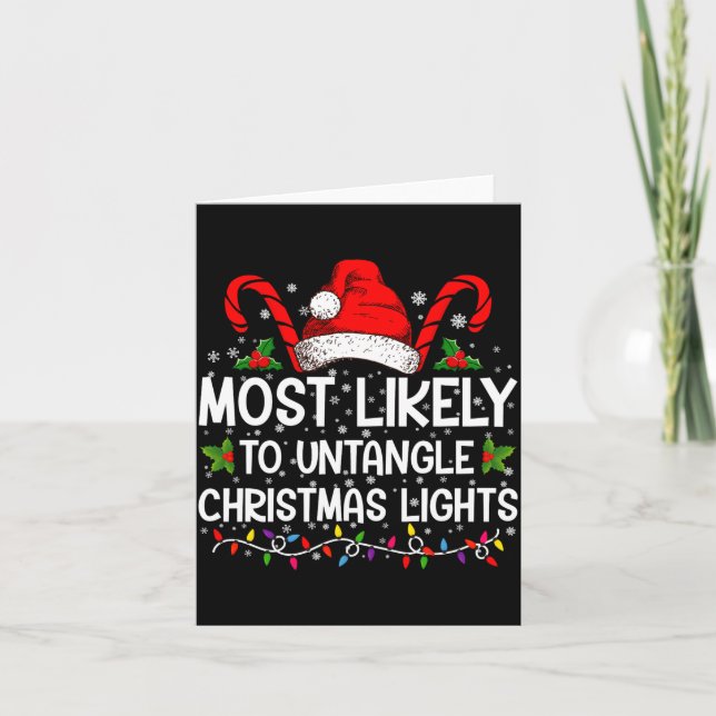 Cartão Most Likely To Untangle Christmas Lights Matching  (Frente)