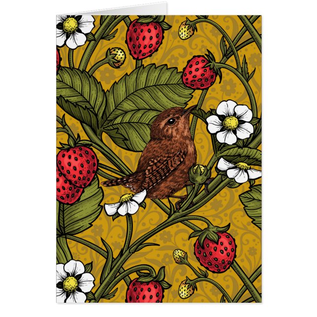 Cartão Mostarda e morangos sobre mostarda (Frente)