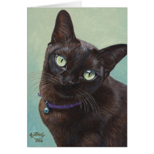 Cartão Mosto Gato Burmanês Negro