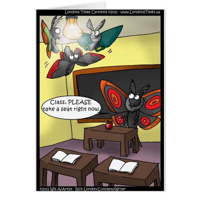 Cartão Moth Elementor School Funny Oferece Camisetas de C (Frente)