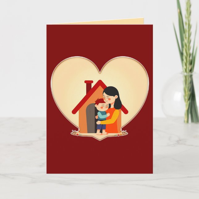 Cartão Mother and Child Love Illustration – Warm Family (Frente)