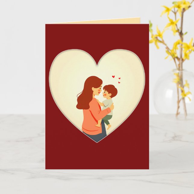 Cartão Mother and Child Love Illustration – Warm Family (Flor Amarela)