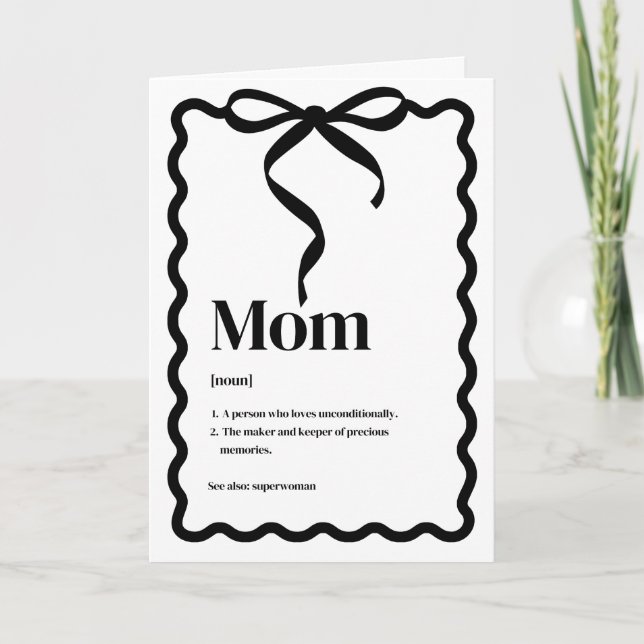 Cartão Mother's Day Card; Mom "Noun" (Frente)