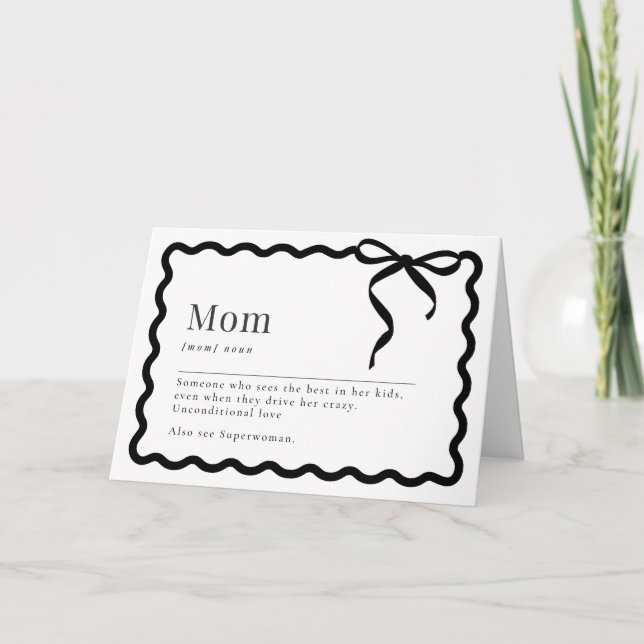 Cartão Mother's Day Card; Mom "Noun" (Frente)