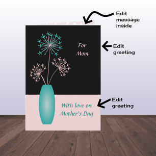 Cartão Mothers Day custom text flowers for mom modern