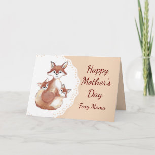 Cartão Mother's Day Foxy Mama Fun Fox and Cubs Animal