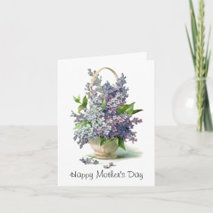 Cartão Mother's Day: Lovely Purple Lilac Basket