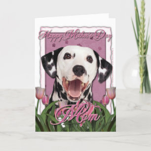 Cartão Mothers Day - Pink Tulips - Dalmatian