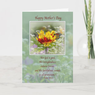 Cartão Mother's Day, Religious, Flowers, Butterfly Card