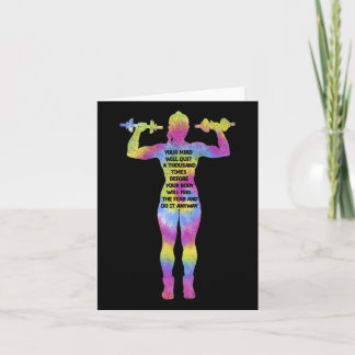 Cartão Motivando Mulher Malhação Montando Gym Tie Dye