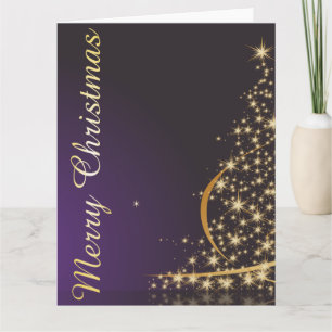 Cartão Motivo de Natal roxo escuro com Natal ouro
