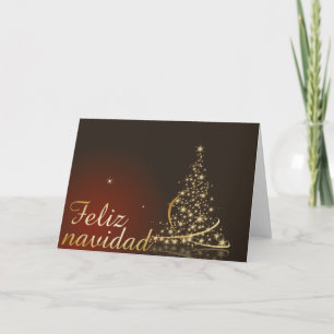 Cartão Motivo natalício vermelho com dourado árvore de na