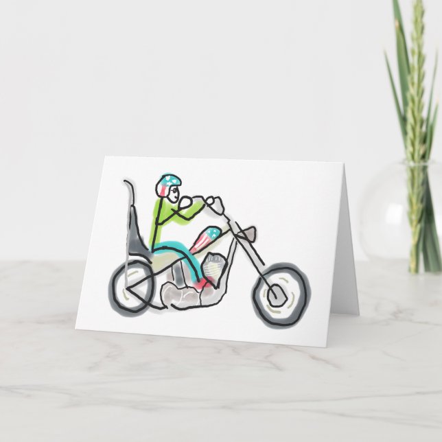 Cartão Motocicleta Chopper Stickman (Frente)