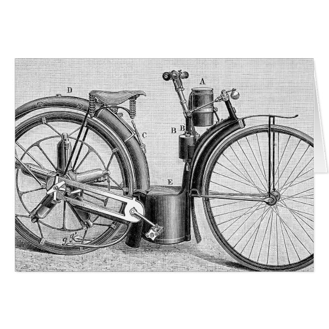 Cartão Motocicleta do painço, 1895 (Frente horizontal)