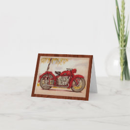 Cartão Motocicleta Vermelho Vintage