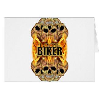 Cartão Motociclista 100% flamejante dos crânios