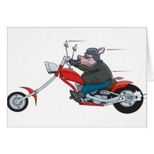 Cartão Motociclista do porco