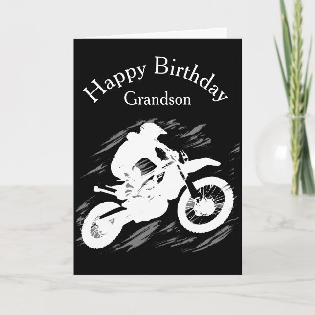 Cartão Motocross Grandson Birthday Esporte Corrida de Mot (Frente)