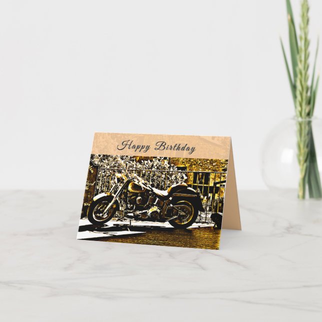 Cartão Motorbike in Ancient Valbonne France Birthday (Frente)