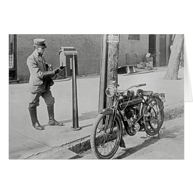 Cartão Motorcycle Postman, 1909 (Frente Horizontal)