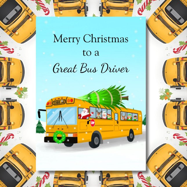 Cartão Motorista de ônibus escolar do Papai Noel (Criador carregado)