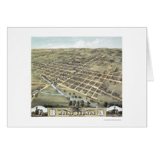 Cartão Mount Vernon, mapa panorâmico do OH - 1870