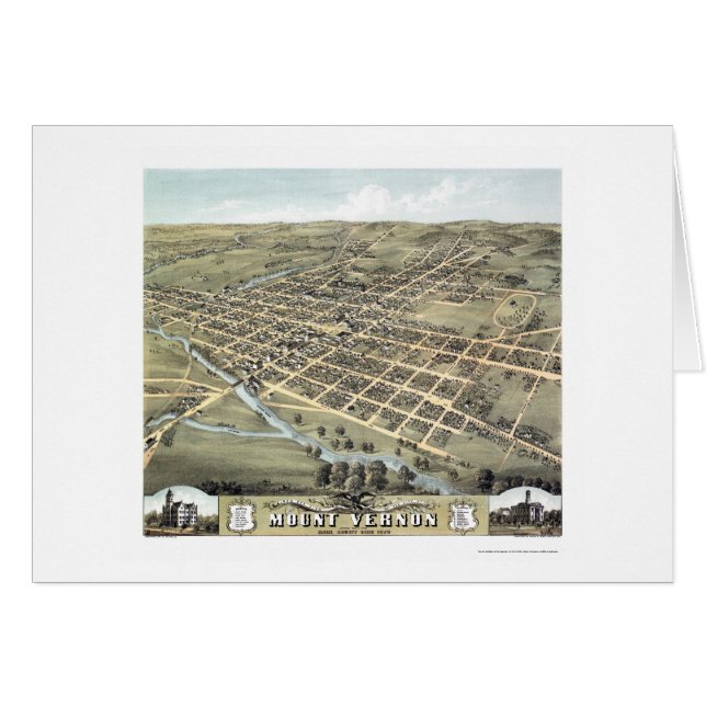 Cartão Mount Vernon, mapa panorâmico do OH - 1870 (Frente Horizontal)