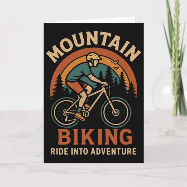 Cartão Mountain Biking Retro Adventure Graphic  (Frente)