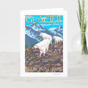 Cartão Mountain Goats Scene - Glacier National Park,