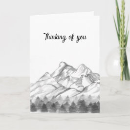 Cartão Mountains Sketched in Pencil on Note Card