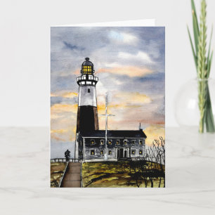 Cartão mountauk point lighthouse new york greeting cards