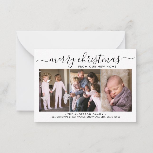 Cartão Móvel de Natal Merry 3 Foto Feriado (Frente)