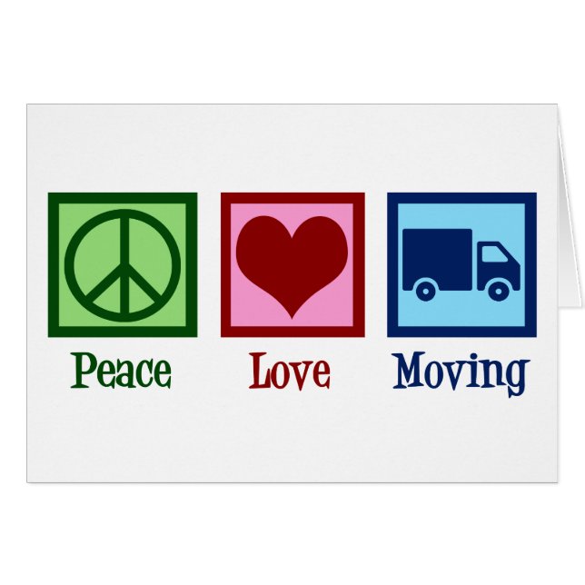 Cartão Mover Peace Love Moving Company Truck (Frente Horizontal)