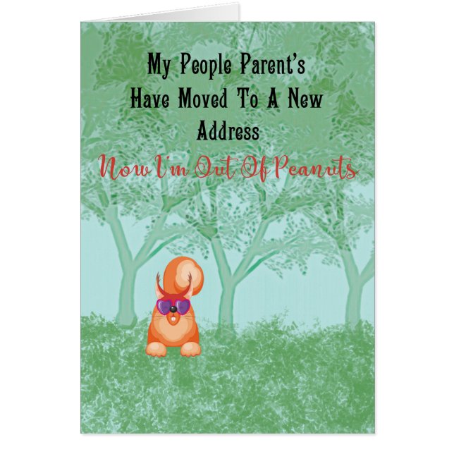 Cartão Movido para nova placa de endereço com esquilo (Frente)