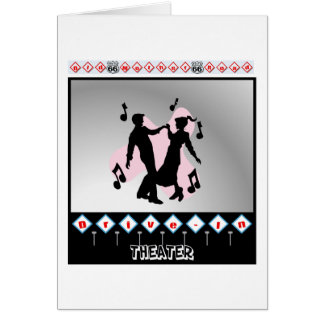Cartão Movimentação dos anos 50 do vintage no teatro