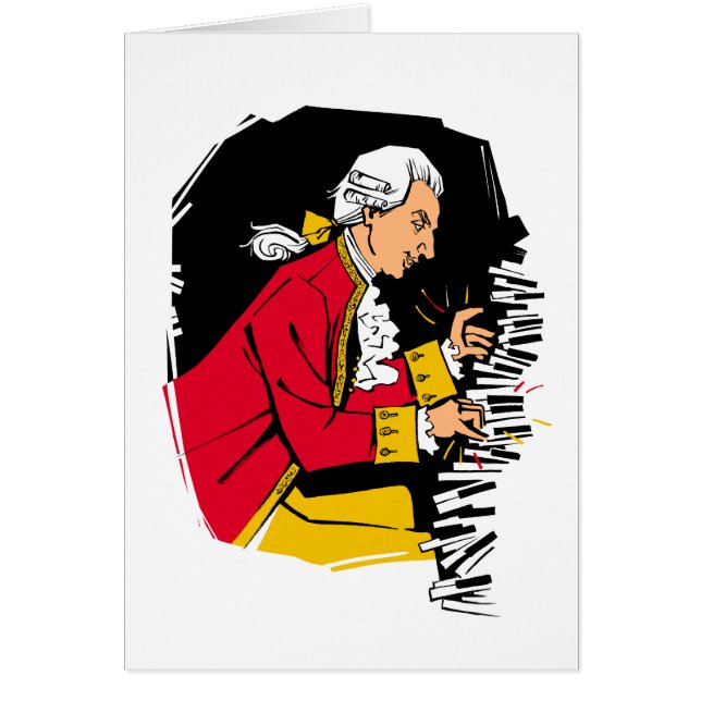 Cartão Mozart toca piano (Frente)