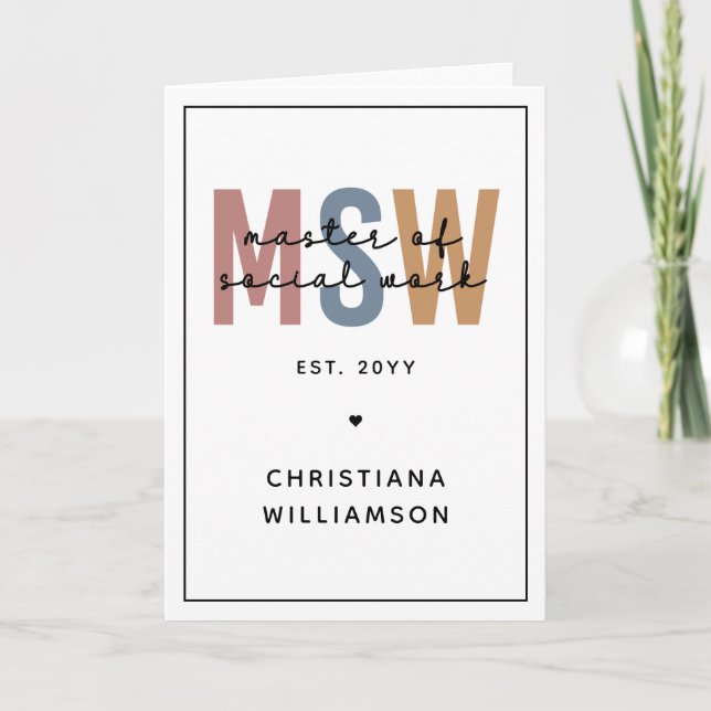 Cartão MSW Mestre Personalizado de Graduação Retroativa d (Frente)