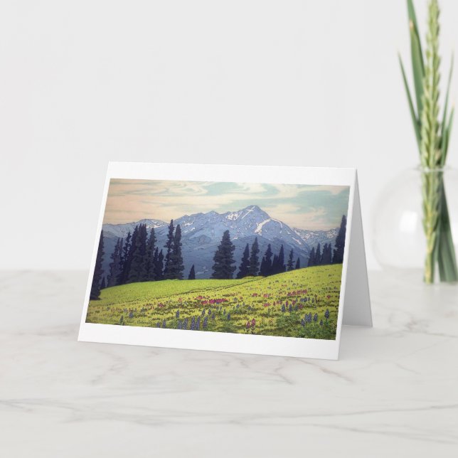 Cartão Mt. Santa Cruz, Hiroshi Yoshida, Woodcut (Frente)