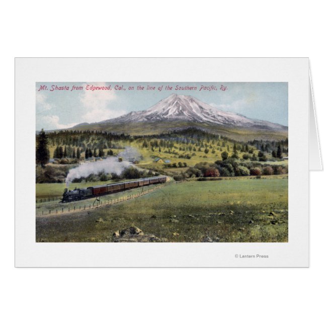Cartão Mt. Shasta e Southern Pacific Rail (Frente Horizontal)