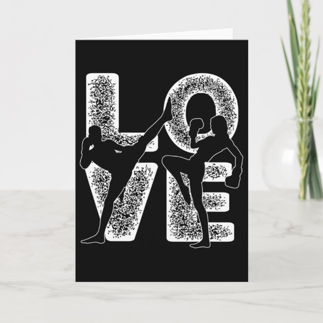 Cartão Muay Thai Love Word Theme Graphic Design Kickboxin (Frente)