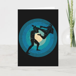 Cartão Muay Thai Retro Azul - Presente para Nak Muay, Kic