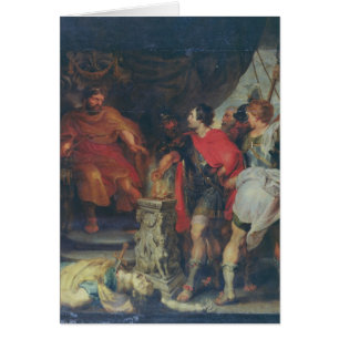 Cartão Mucius Scaevola antes de Lars Porsena, c.1618-20