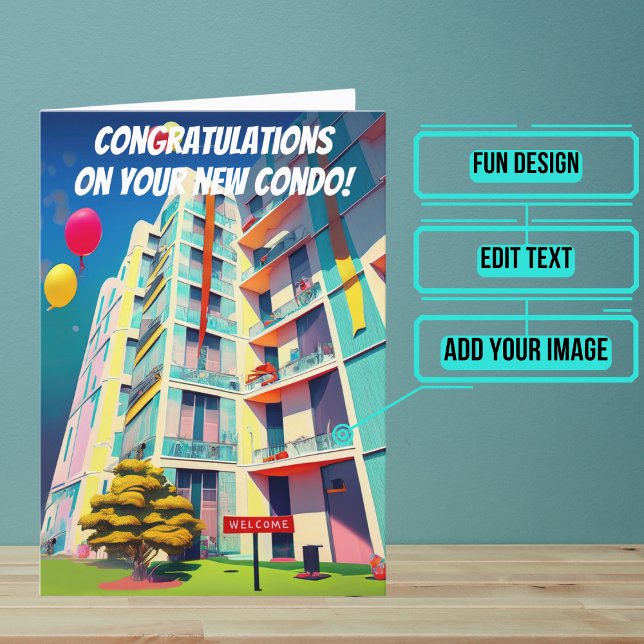 Cartão Mudando Casa para Novos Parabéns Condo (Offer congratulations to friend or family on their new home.)