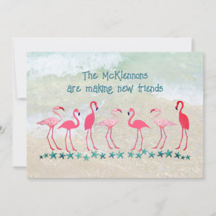 Cartão Mudando-se para os Trópicos Amigos Flamingo Novo E