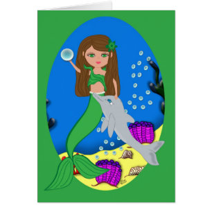 Cartão Muirenn a sereia e o golfinho carda