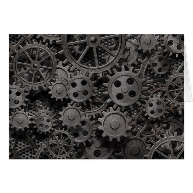 Cartão Muitas engrenagens do metal ou peças oxidadas (Frente Horizontal)