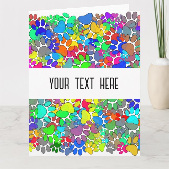 Cartão Muitas Impressões De Pata De Cães Por Toda Parte (Frente)