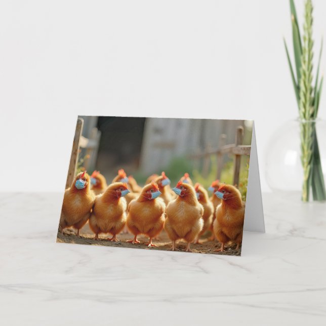 Cartão Muito Em Breve, Galinha Com Máscaras (Frente)